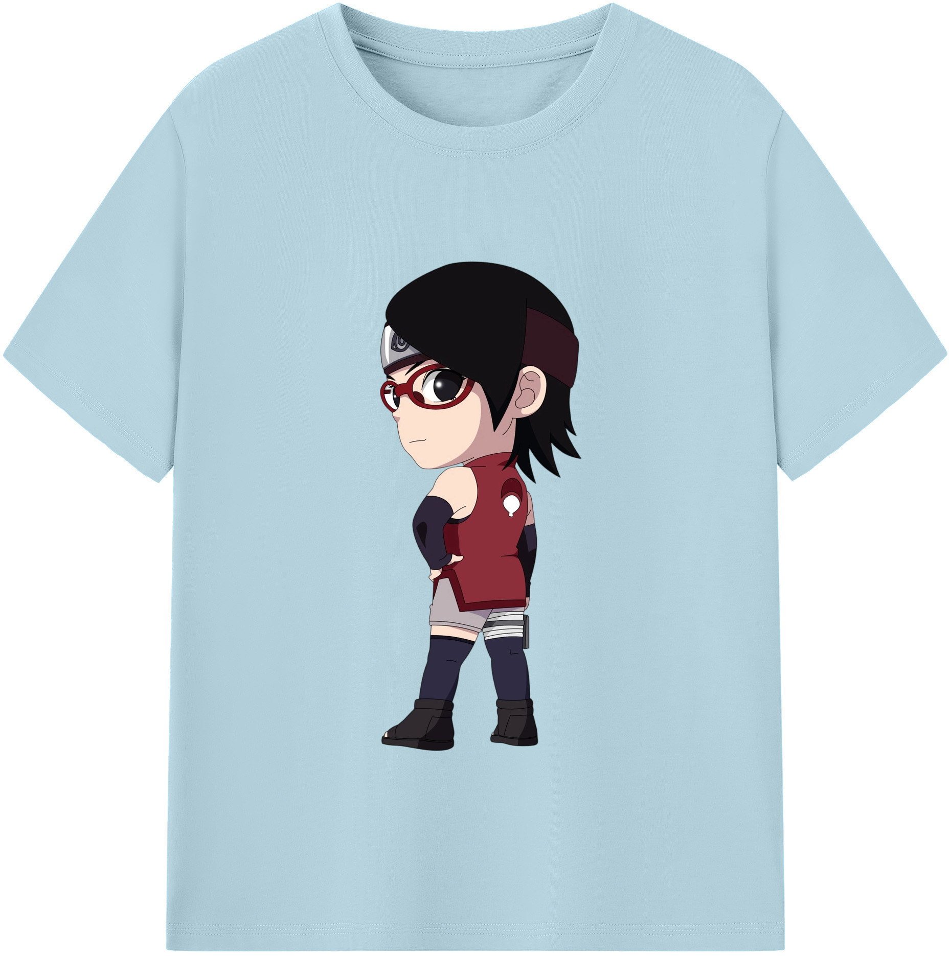 （画像用） NARUTO -ナルト- うちは サラダ Uchiha Sarada 綿100％半袖Tシャツ（フロントプリント）